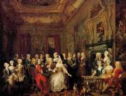William Hogarth, The Assembly at Wanstead House. Earl Tylney and family in foreground